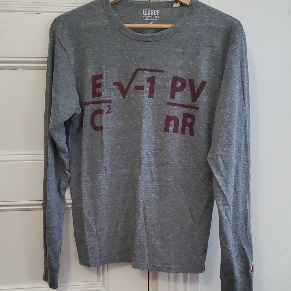 League Heather Gray Long Sleeve Tee with Maroon Design